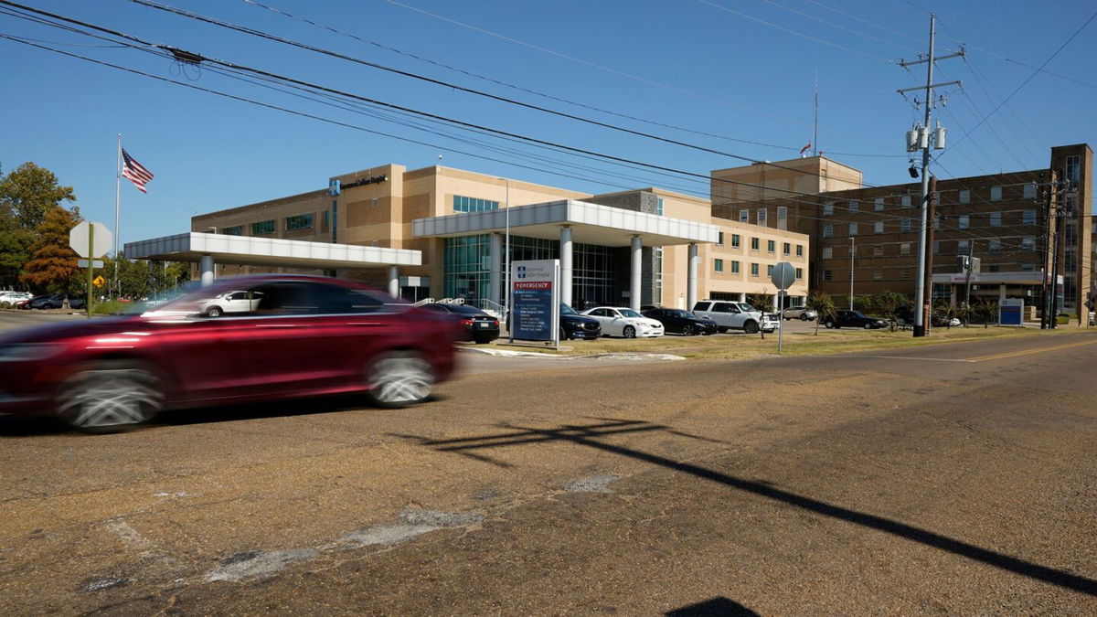 Traffic passes the publicly owned Greenwood Leflore Hospital, in Greenwood, Mississippi, October 21, 2022.