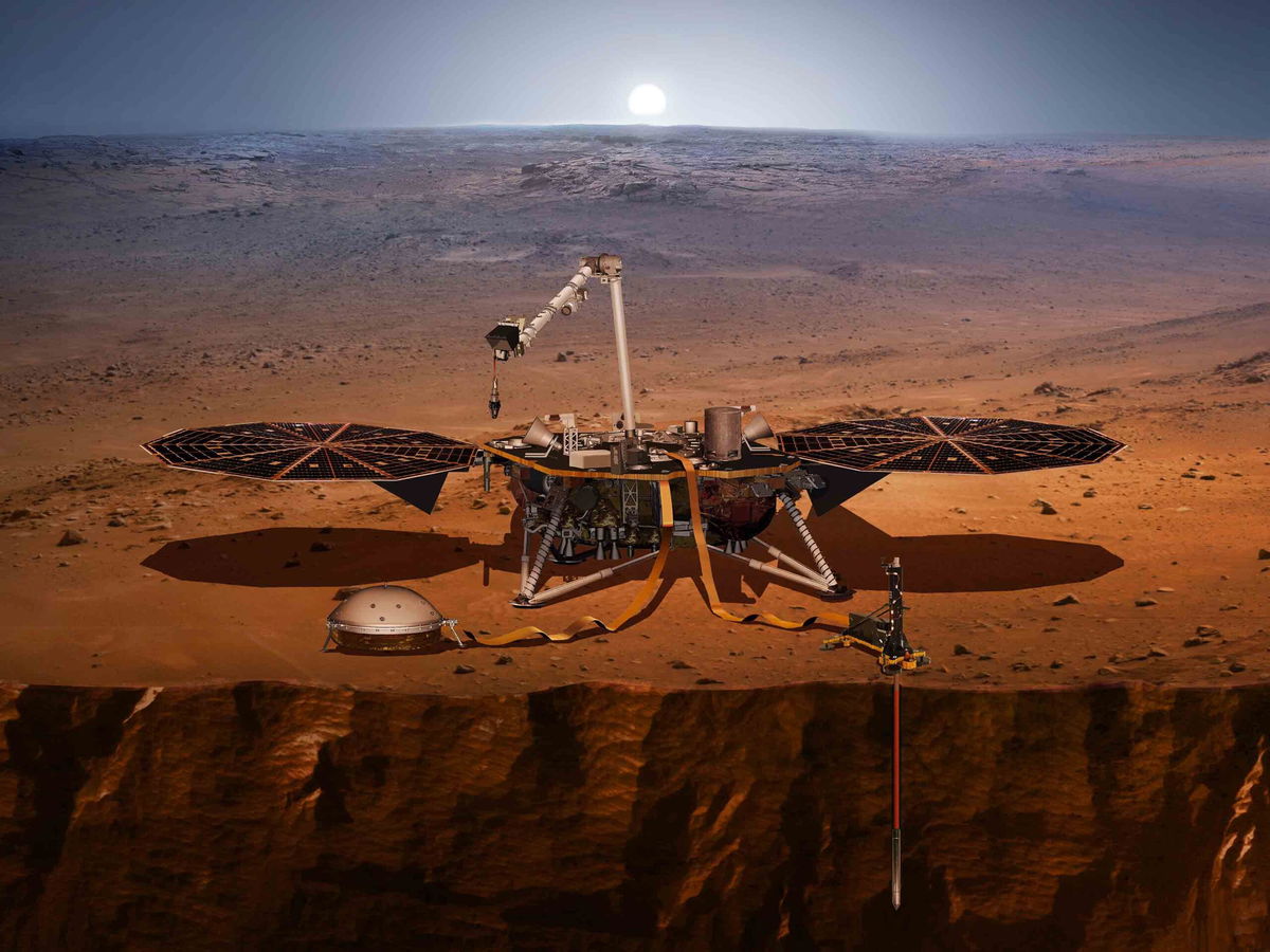 <i>NASA/JPL-CALTECH</i><br/>An artist's concept shows the InSight lander and all of its instruments.