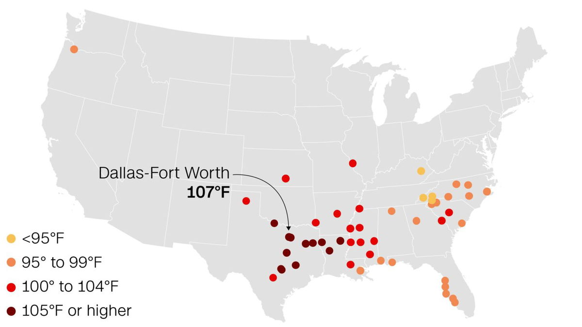 <i>CNN</i><br/>A brutal heat wave that baked most of the central and southern US this week will slowly shift its most intense heat southward through the weekend and tie or break dozens of heat records.