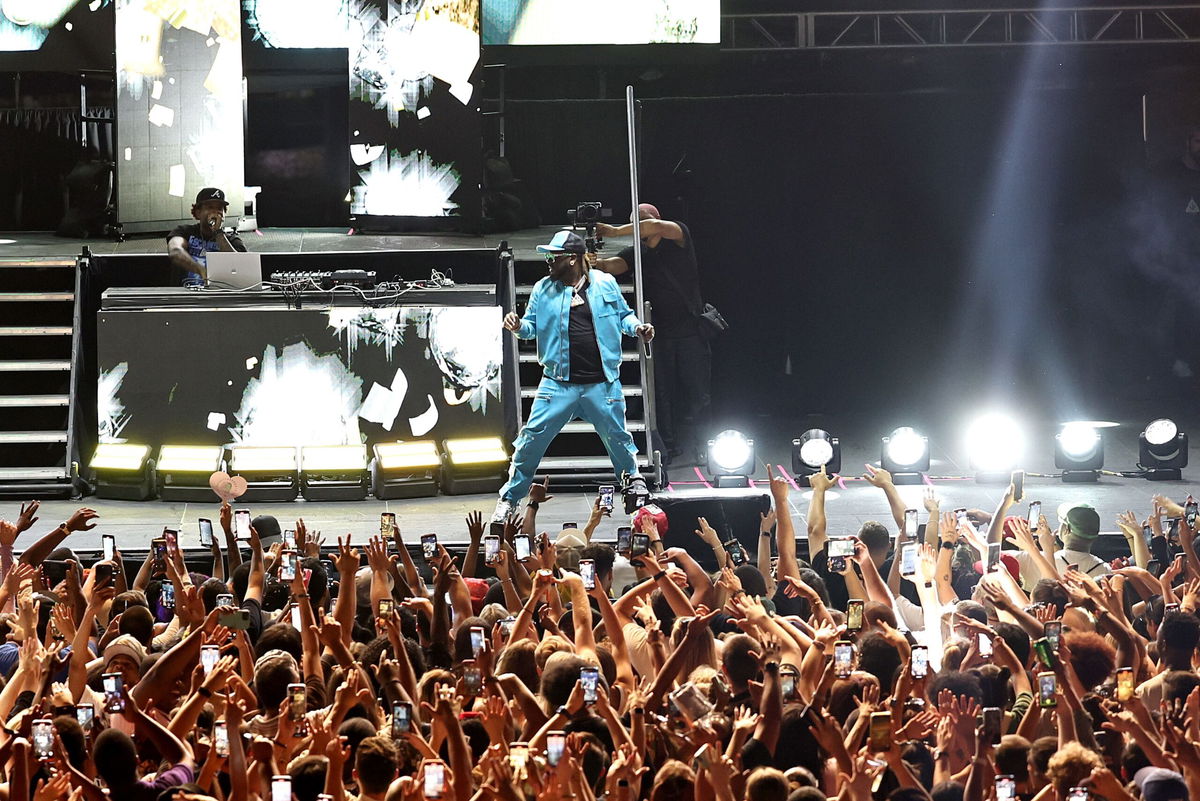 The VR experience is an adjustment for the performers as well as the fans. T-Pain is used to the energy of a live crowd, including here during a concert in New York City, July 2023.