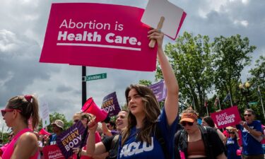 Supporters of abortion rights are pictured here in Union Station in Washington