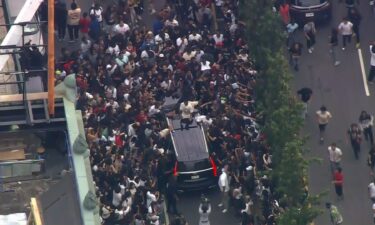 A crowd is seen at Union Square in New York City on August 4.