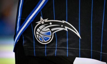 A view of the Orlando Magic logo during the game between the Dallas Mavericks and the Orlando Magic at the American Airlines Center.