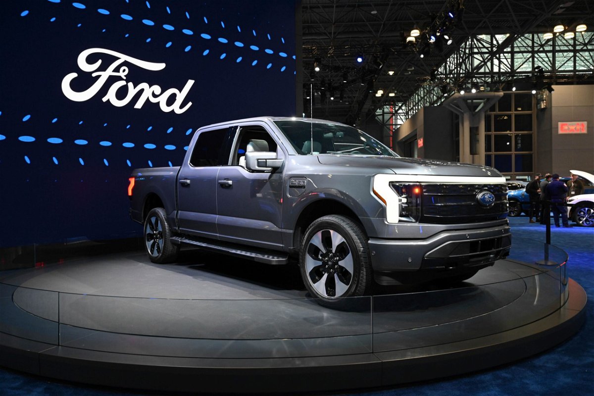 The Ford F-150 is seen here on display during the 2023 New York International Auto Show (NYIAS) at the Javits Center on April 5 in New York City.