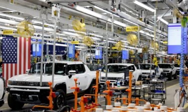 The United Auto Workers union is preparing for possible strikes at the nation’s three unionized automakers next month. Hummer EV are seen on the production line as President Biden tours the GM assembly plant