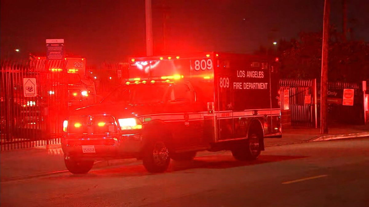 <i>KABC</i><br/>An emergency vehicle sits outside White Memorial Hospital.