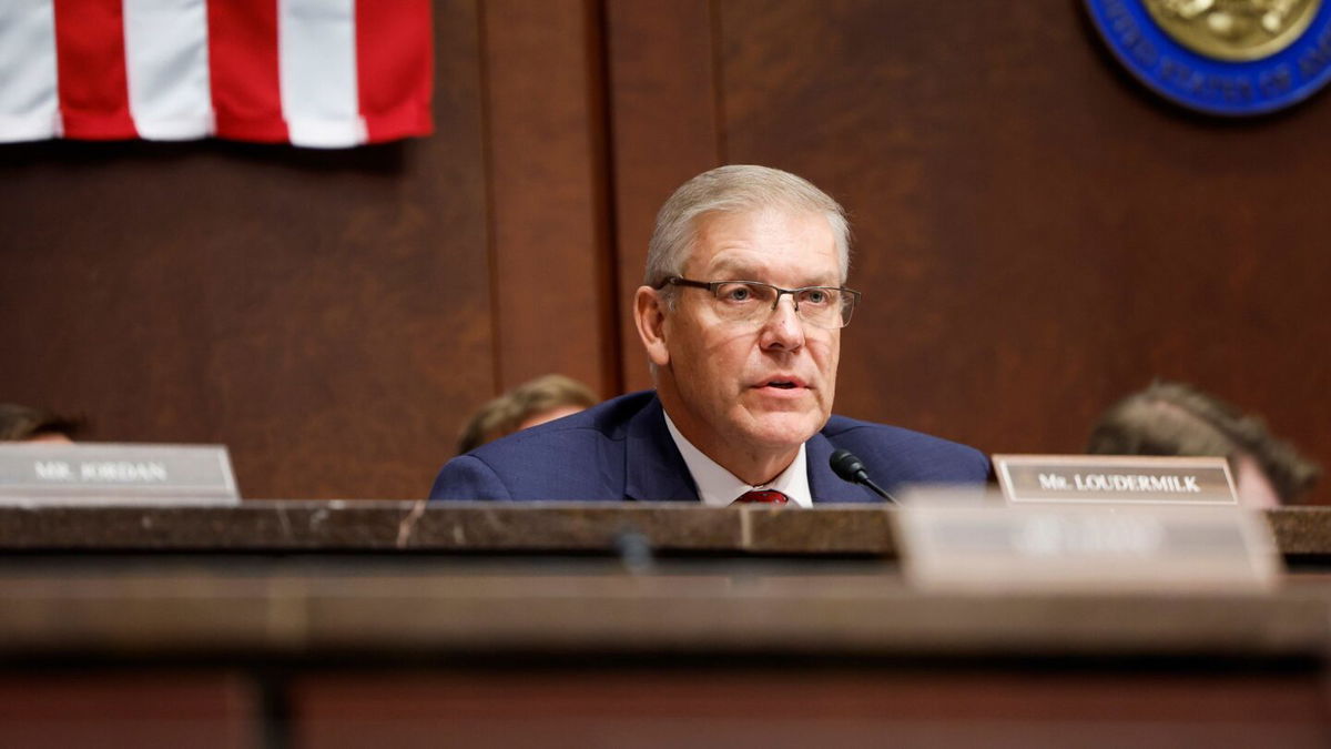 <i>Anna Moneymaker/Getty Images</i><br/>Rep. Barry Loudermilk (R-GA) speaks during a joint committee hearing at the U.S. Capitol Building on June 7 in Washington