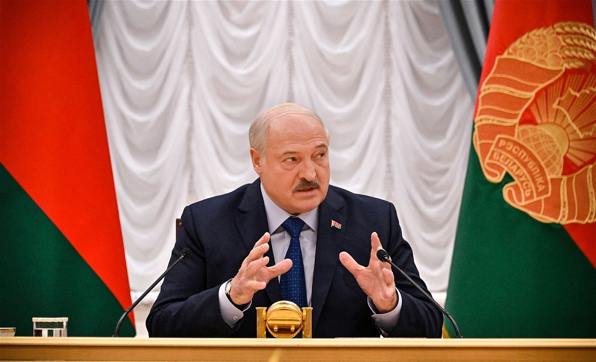<i>Alexander Nemenov/AFP/Getty Images</i><br/>The Biden administration on August 9 took action against the regime of Belarus President Alexander Lukashenko. Lukashenko is seen here on July 6.