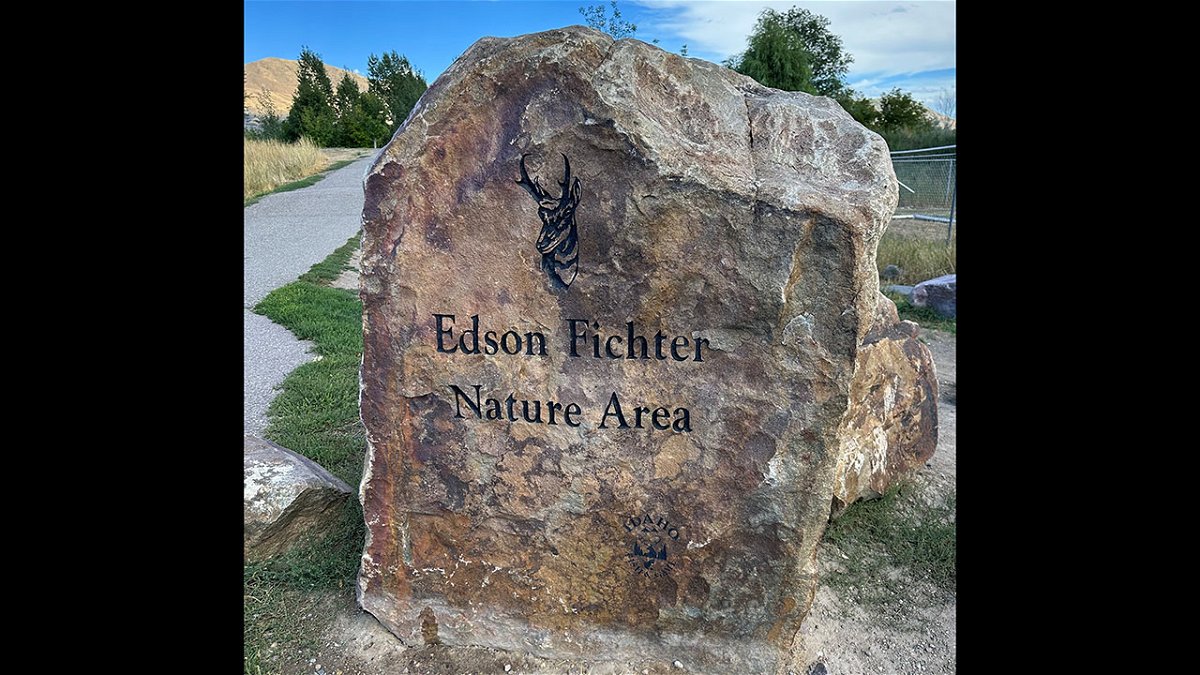 Main entrance sign to the Edson Fichter Nature Area in Pocatello.