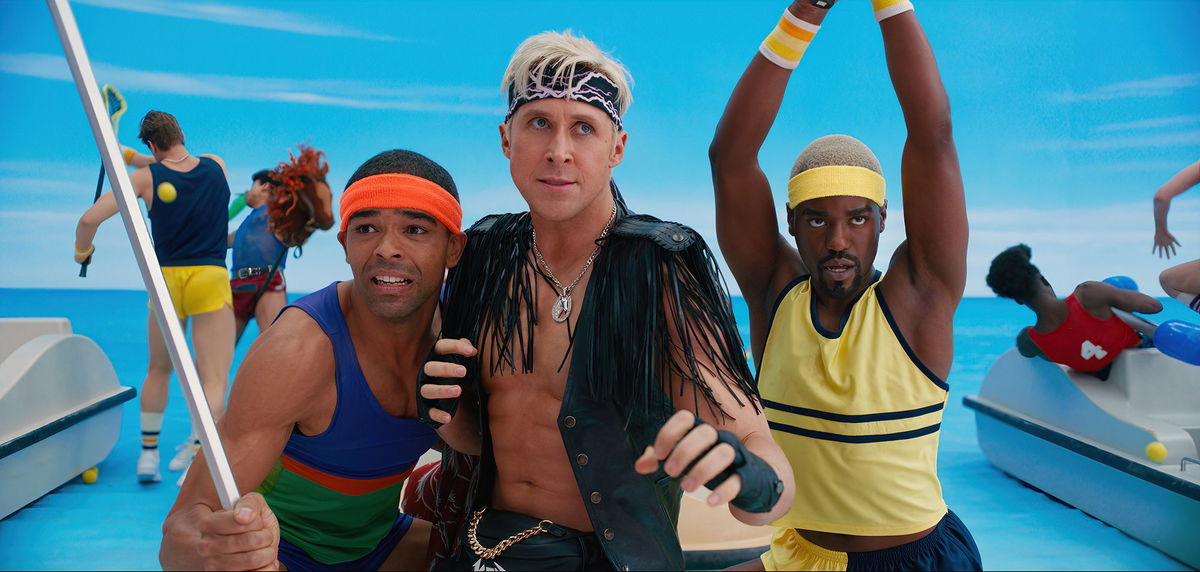 (From left) Kingsley Ben-Adir, Ryan Gosling and Ncuti Gatwa are seen here in 'Barbie.'