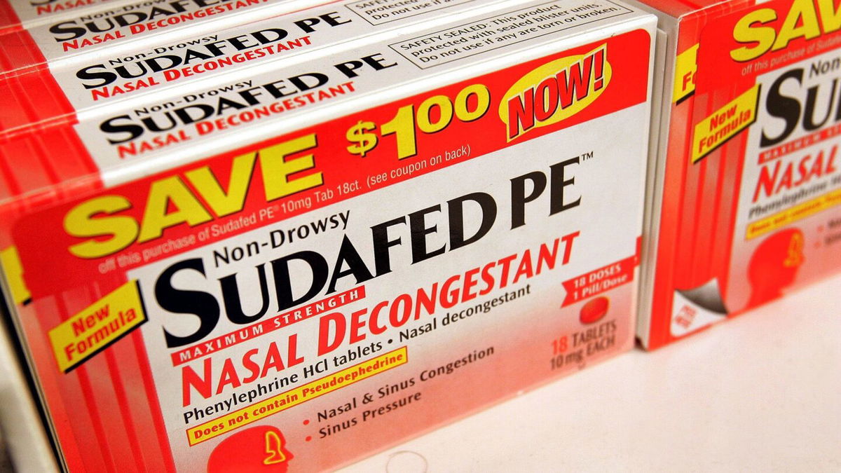 In this 2006 photo, Sudafed PE nasal decongestant is displayed on a shelf at a Walgreens store in Chicago, Illinois. The FSDA is re-evaluating the effectiveness of phenylephrine, a medication that treats nasal and sinus congestion.