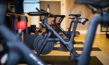 A Peloton stationary bike for sale at the company's showroom in Dedham