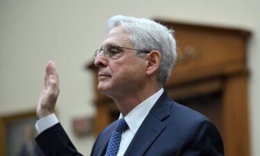 US Attorney General Merrick Garland is sworn in before testifying at a hearing of the House Committee on the Judiciary oversight of the US Department of Justice