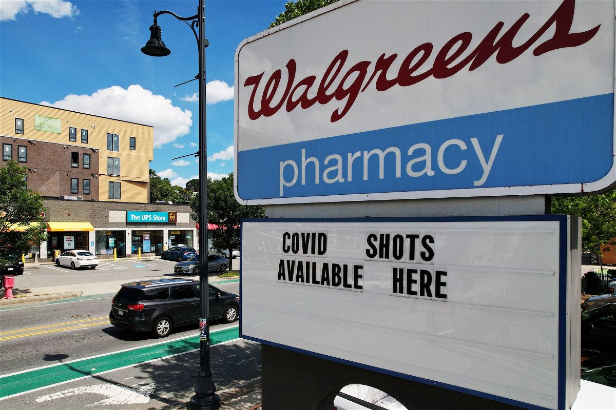 Federal data suggests that the current increases have stayed far below earlier peaks and notable surges, and seen a sign advertises COVID-19 vaccine shots at a Walgreens Pharmacy in Somerville, Massachusetts, on August 14.