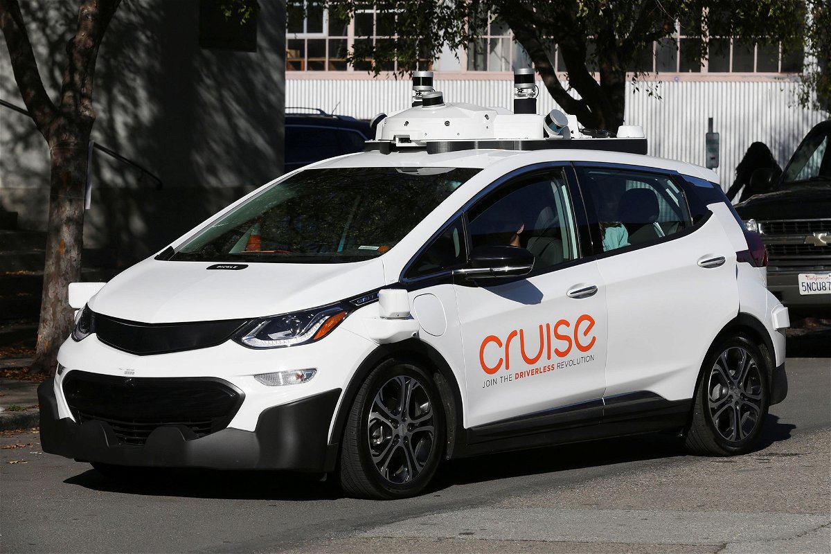 A self-driving GM Bolt EV is seen during a media event where Cruise, GM's autonomous car unit, showed off its self-driving cars in San Francisco, California in November 2017.