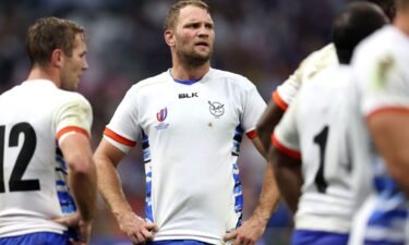 Johan Retief played for Namibia in the team's 96-0 defeat by France in their Rugby World Cup Pool A match at Stade Velodrome in Marseille