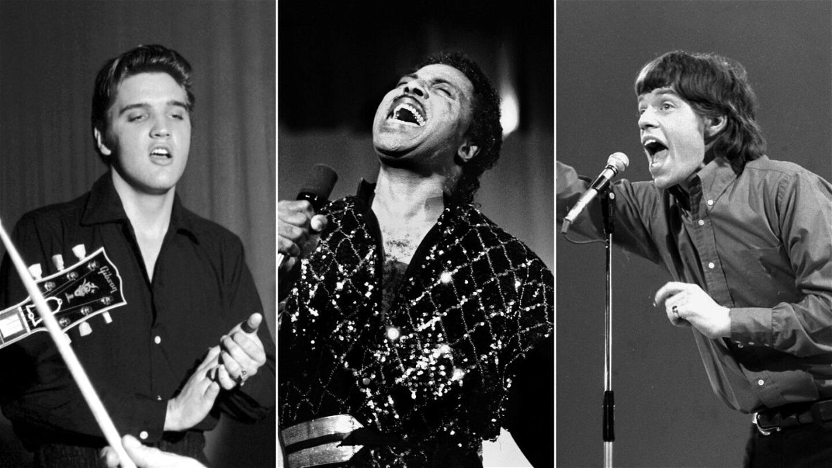 Elvis Presley, Little Richard and Mick Jagger are pictured in a split image. The Rolling Stones have new music out, NBC has an Elvis Christmas special coming, people are talking about Little Richard and Aerosmith is on a farewell tour.
