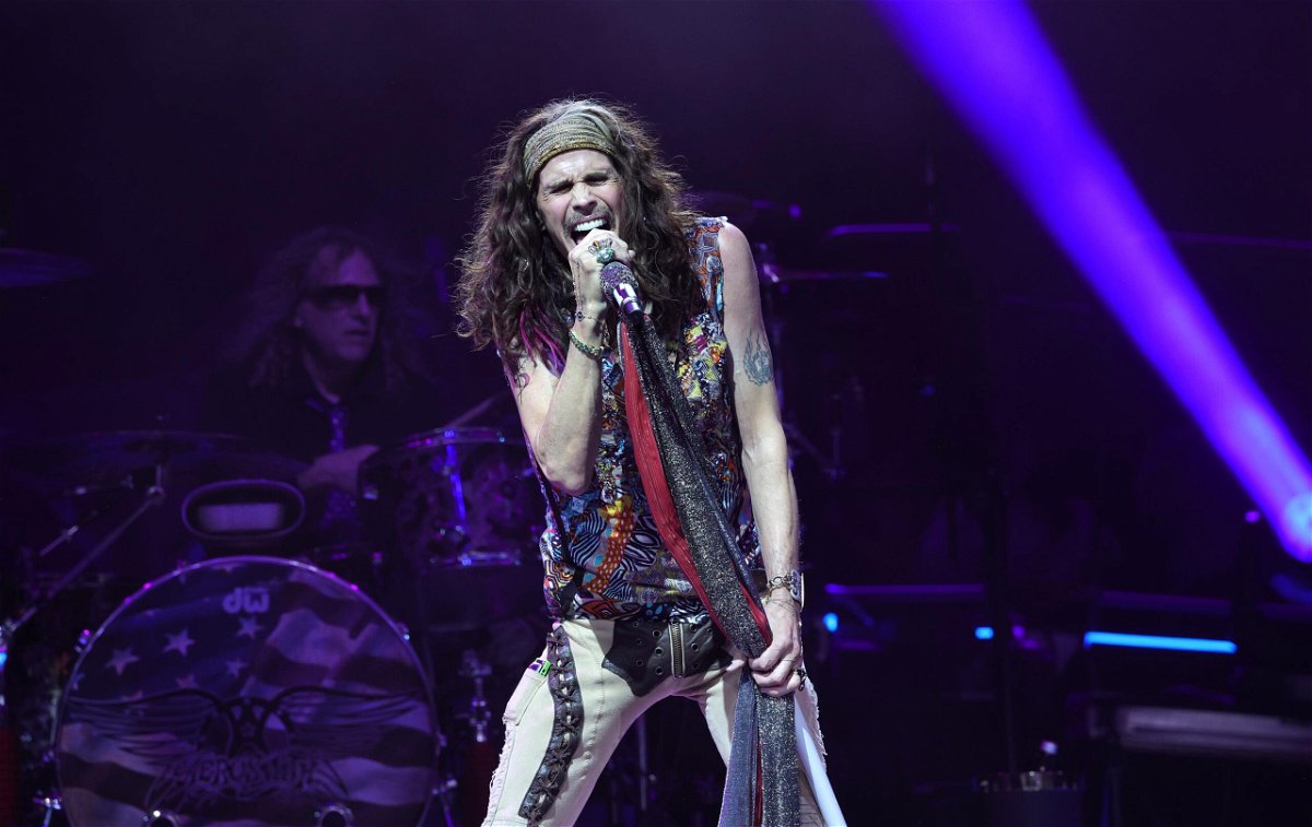 Steven Tyler of Aerosmith is pictured performing on Sept. 9 before his injury. Some fans are going to have to wait a little bit longer to bid Aerosmith goodbye on their farewell tour.