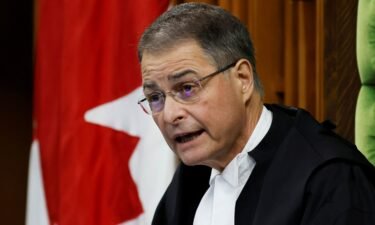 Speaker of the House of Commons Anthony Rota speaks on Parliament Hill in Ottawa on September 25. Rota resigned his post on September 26.