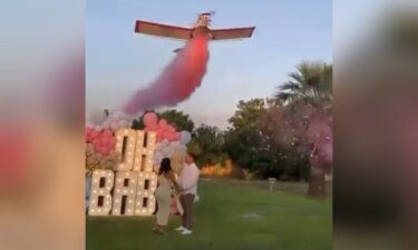 A video posted online showed the plane releasing pink smoke before crashing.