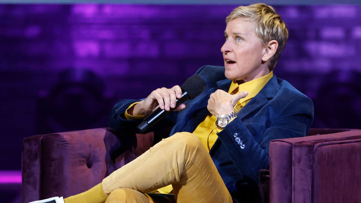 Ellen DeGeneres speaks onstage during the Michelle Obama: The Light We Carry Tour at Warner Theatre on November 15, 2022 in Washington, DC. The former talk-show host has teamed up with Discovery Channel for “Saving the Gorillas: Ellen’s Next Adventure.”