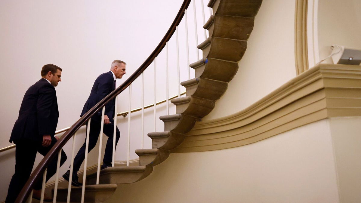 <i>Chip Somodevilla/Getty Images</i><br/>Speaker of the House Kevin McCarthy arrives at the Capitol on September 18