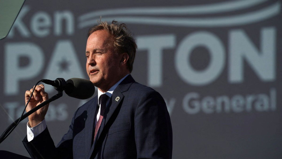 <i>Go Nakamura/Reuters/File</i><br/>Texas Attorney General Ken Paxton speaks ahead of a rally held by former President Donald Trump