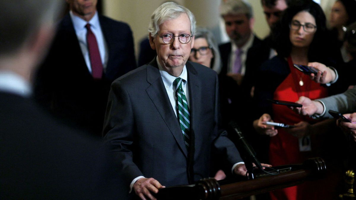 <i>Leah Millis/Reuters/File</i><br/>Sen. Mitch McConnell gives a news conference at the Capitol Building in Washington