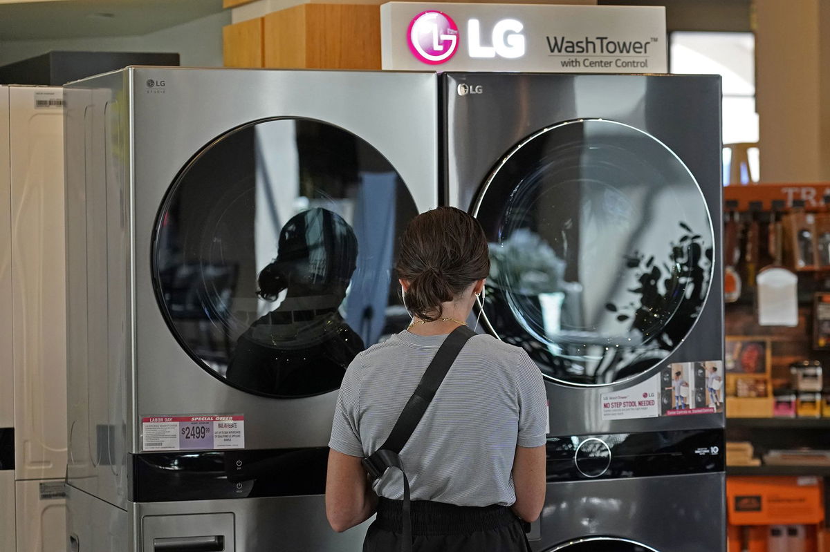 A customer looks at LG washing machines and dryers at a RC Willey home furnishings store in Draper, Utah, US, on Monday, Aug. 28.