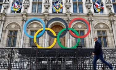 The Olympic rings are seen in Paris