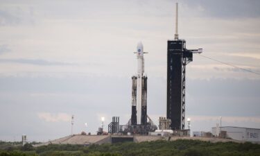 A SpaceX Falcon Heavy rocket with the Psyche spacecraft onboard is seen at Launch Complex 39A as preparations continue for the Psyche mission