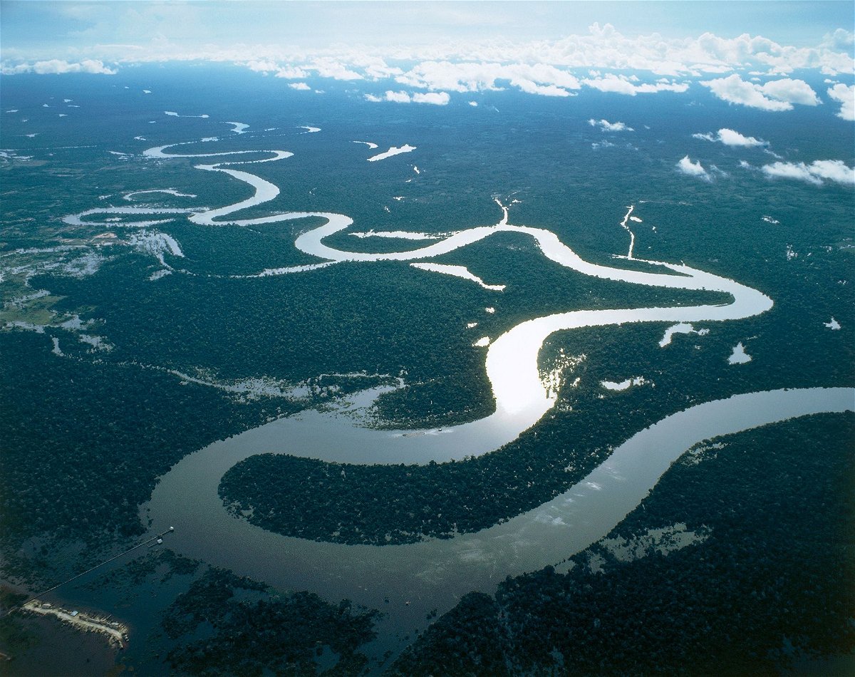 Aerial view of the Amazon River near Iquitos - Loreto Region, Peru.