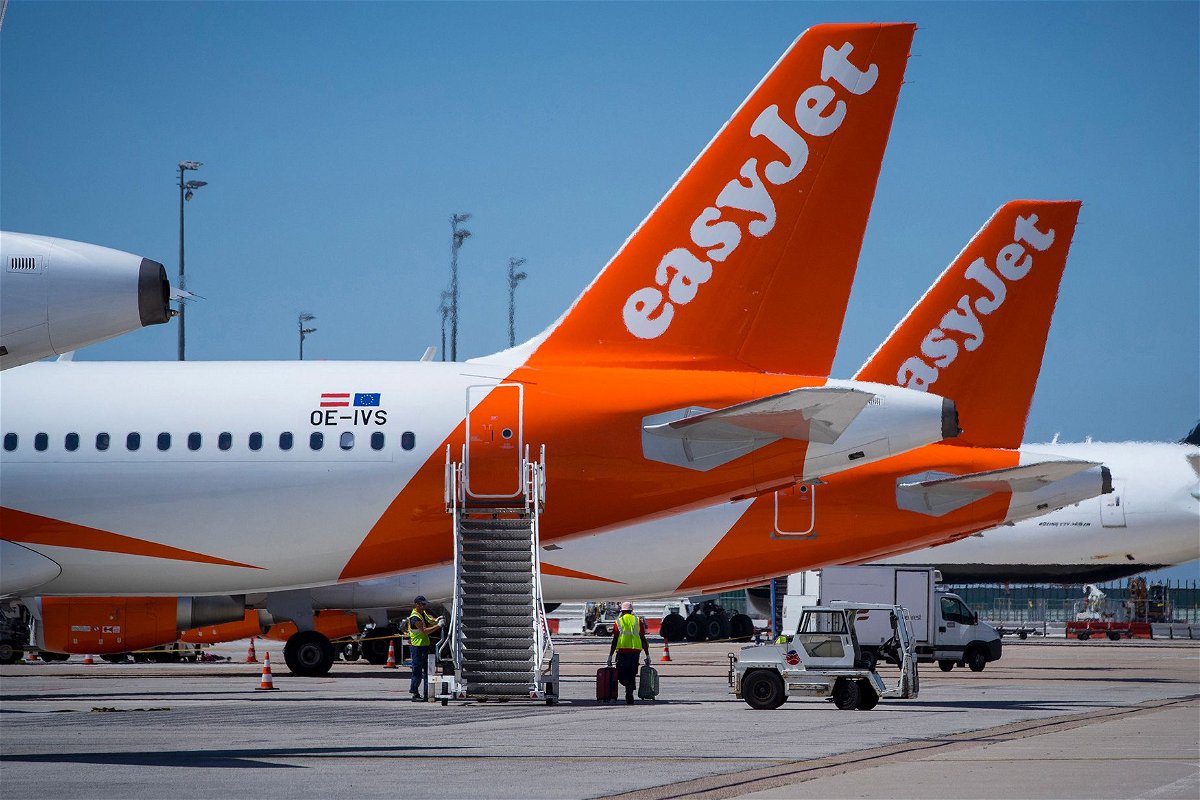 <i>Joel Saget/AFP/Getty Images</i><br/>An EasyJet flight was canceled and its passengers made to disembark after someone onboard the aircraft apparently defecated on the airplane bathroom floor.
