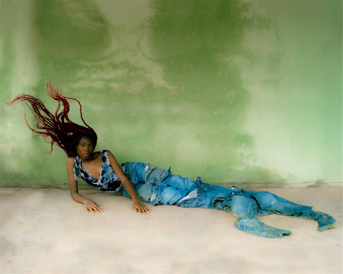 As part of a Levi's collaboration, Togo Yeye created an image inspired by the West African aquatic divinity Mami Wata.