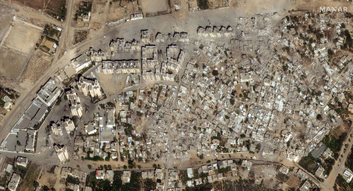 <i>Satellite image ©2023 Maxar Technologies</i><br/>Izbat Beit Hanoun