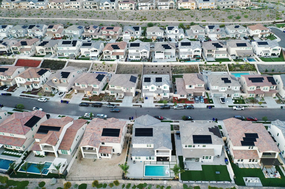 An aerial view of homes in a housing development on September 08, in Santa Clarita, California.