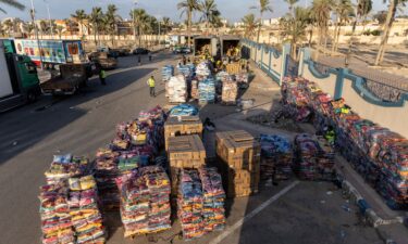 Egypt has agreed to allow aid trucks into Gaza. Aid supplies are seen on October 16