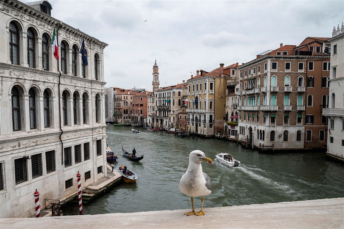 <i>Blom UK/Getty Images</i><br/>Marco Polo Airport's runway borders the Venice lagoon.