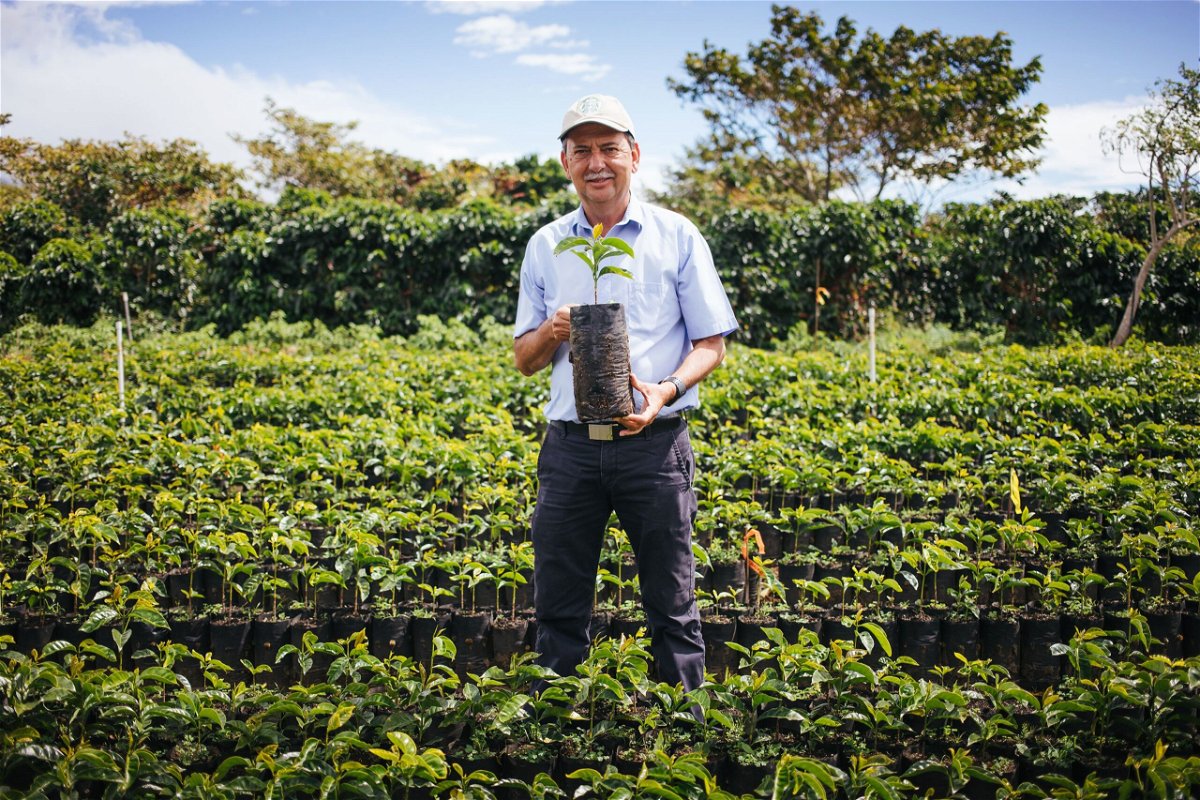 Starbucks director of global agronomy, Carlos Mario Rodriguez at the Hacienda Alsacia coffee farm.