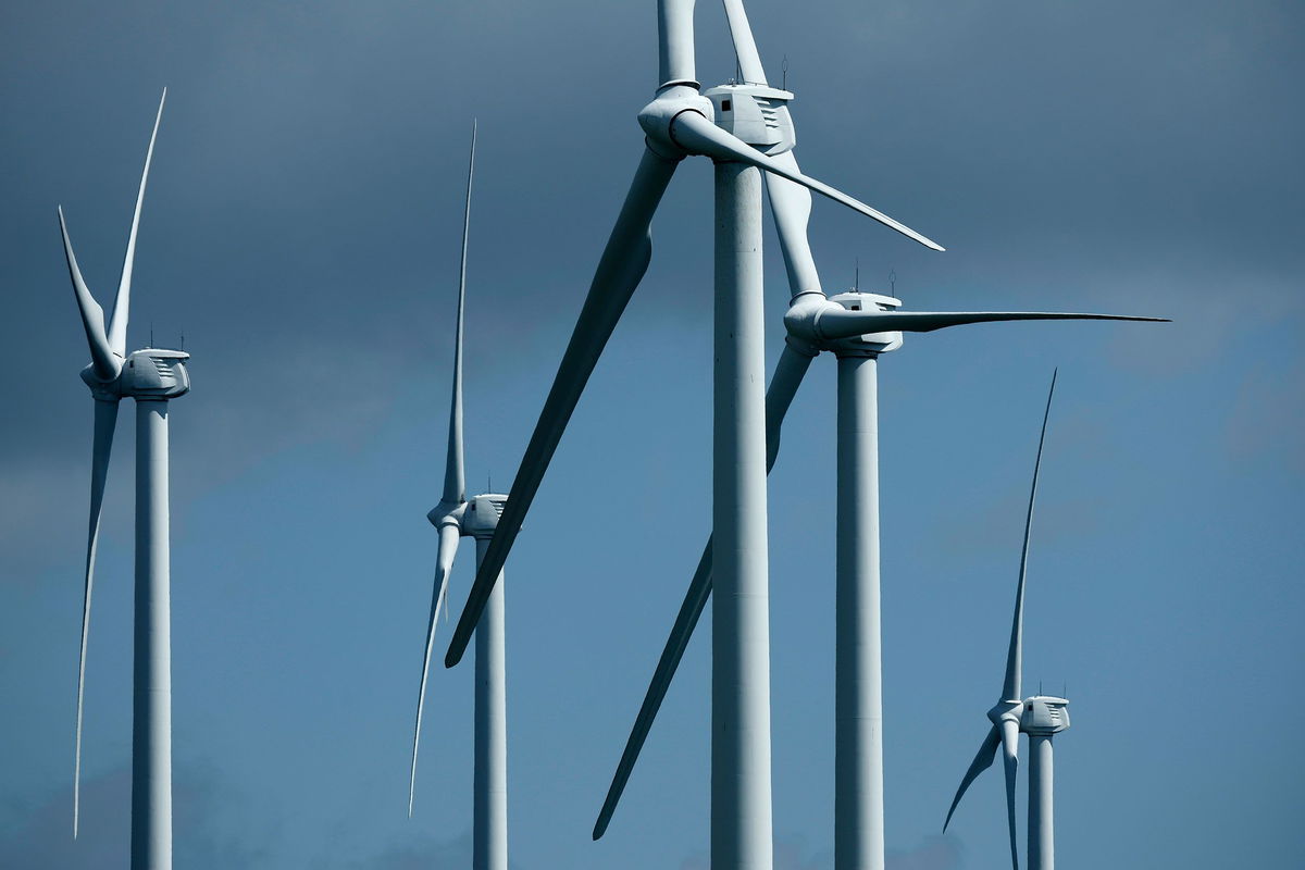 Turbines that are part of Constellation Energy's Criterion Wind Project stand along the ridge of Backbone Mountain in August 2022 near Oakland, Maryland.