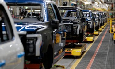 Ford's electric F-150 Lightning on the production line in Dearborn