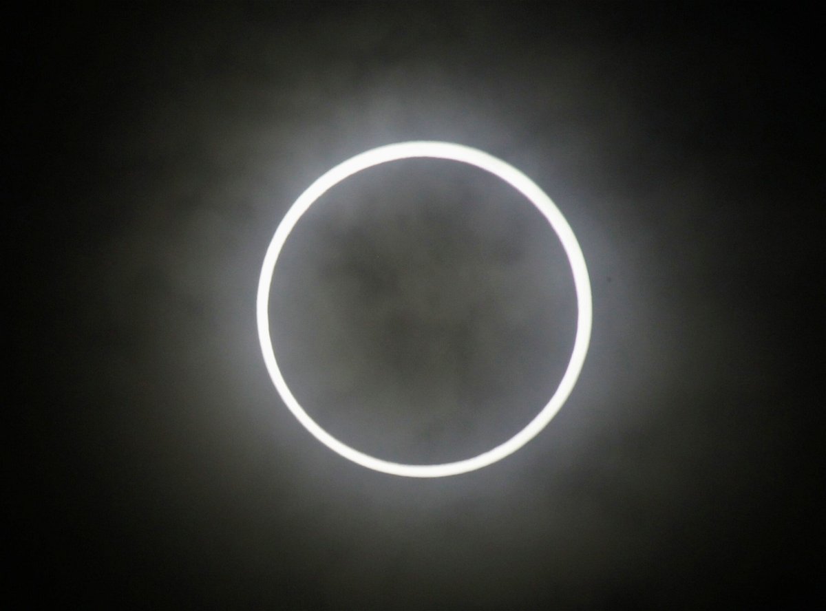 An annular eclipse is seen in Tokyo on May 21, 2012.