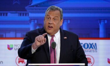 Former New Jersey Gov. Chris Christie speaks during the second Republican presidential primary debate in Simi Valley