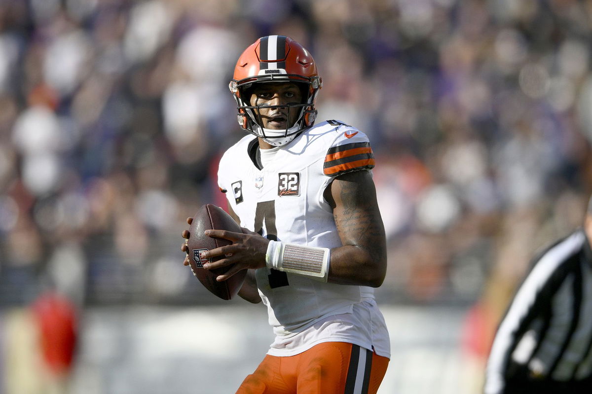 Cleveland Browns quarterback Deshaun Watson in action against the Baltimore Ravens.