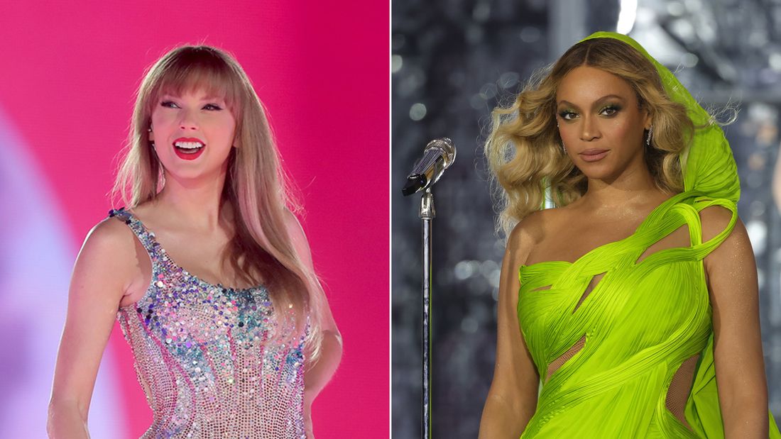 Left: Taylor Swift performs onstage for the opening night of 