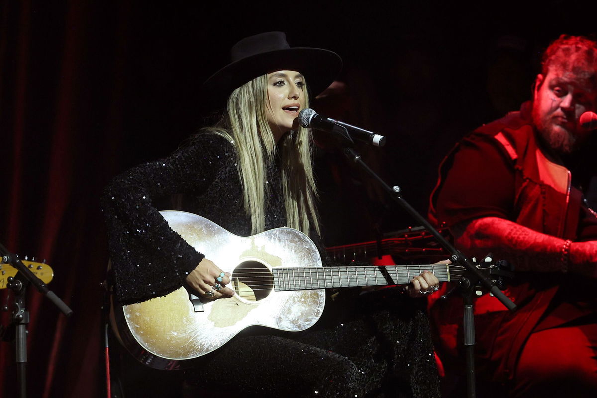 <i>Terry Wyatt/Getty Images</i><br/>Lainey Wilson performs onstage during the CMA Pre-Party at Brooklyn Bowl Nashville on November 7 in Nashville