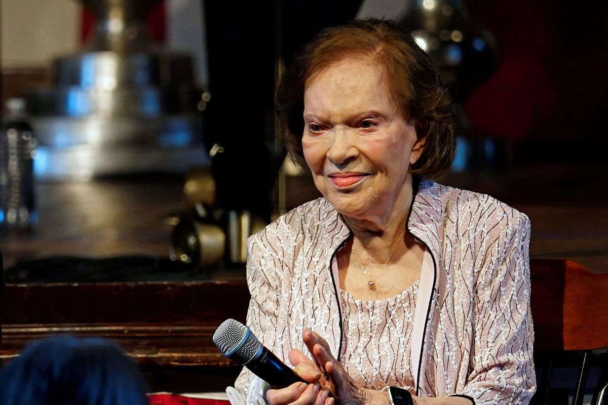 <i>John Bazemore/Pool/Reuters/File</i><br/>Former first lady Rosalynn Carter sits a reception to celebrate her and former President Jimmy Carter's 75th wedding anniversary in Plains