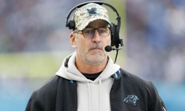 Frank Reich looks on during the Carolina Panthers' game against the Tennessee Titans at Nissan Stadium on November 26.