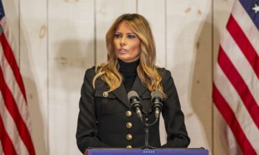 First lady Melania Trump speaks at Make America Great Again event as part of a election campaign event in Wapwallopen