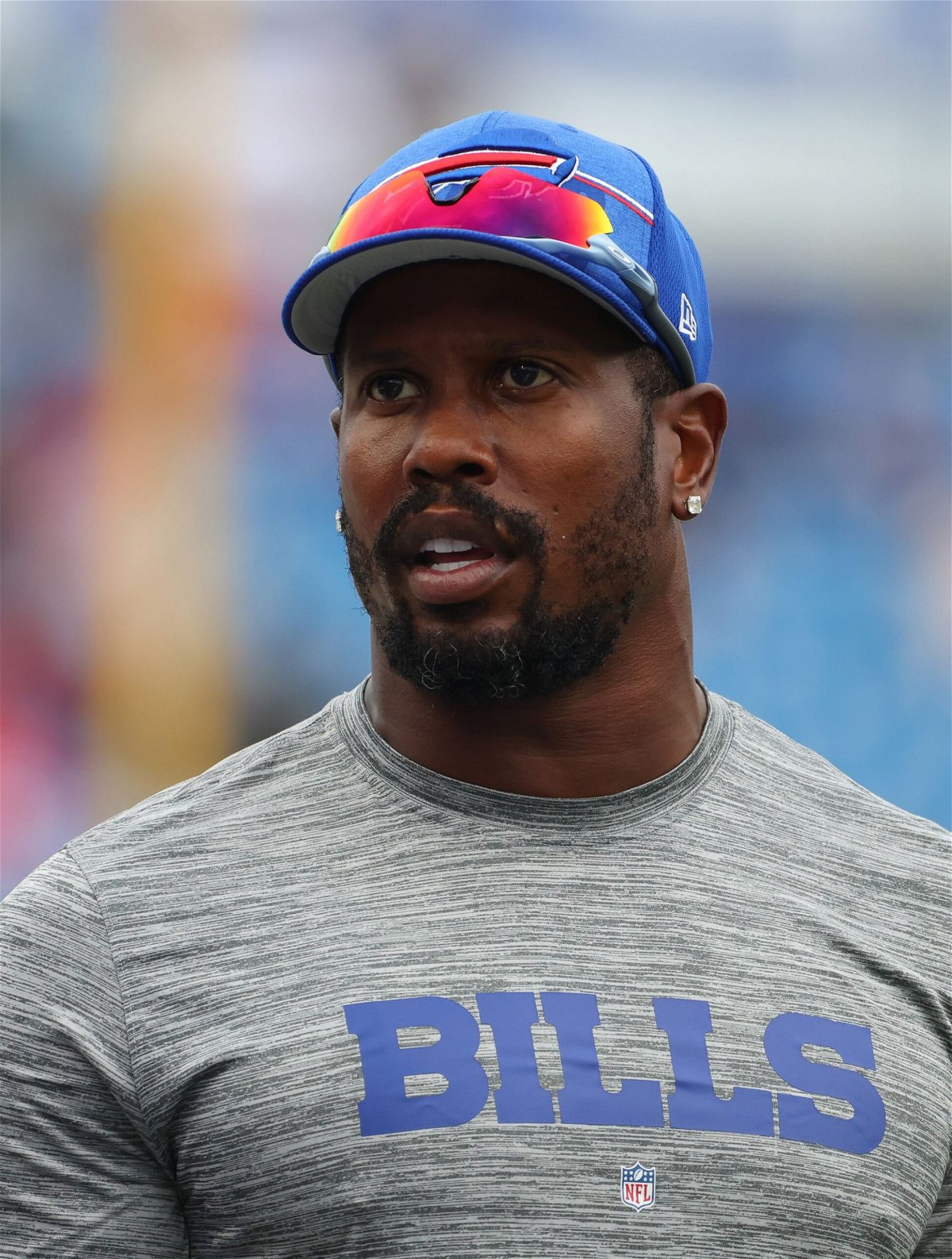 <i>Timothy T Ludwig/Getty Images</i><br/>An arrest warrant has been issued for Buffalo Bills linebacker Von Miller - pictured here on August 12.